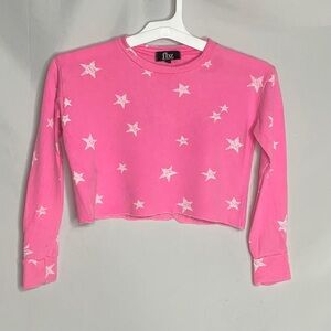 FBZ Flowers by Zoe Pink Star Kids Lightweight Oversized Crop Sweatshirt Size 6X